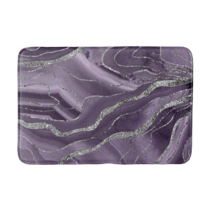 Lavender Agate Silver Glitter Glam #1 Bath Mat