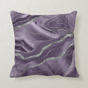 Lavender Agate Silver Glitter Glam #1 Cushion