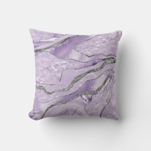 Lavender Agate Silver Glitter Glam #1 Cushion