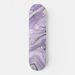 Lavender Agate Silver Glitter Glam #1 Skateboard