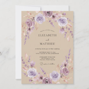 Lavender Airy Floral Wedding Invitation