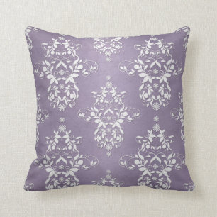 Lavender Amethyst Floral Damask Cushion
