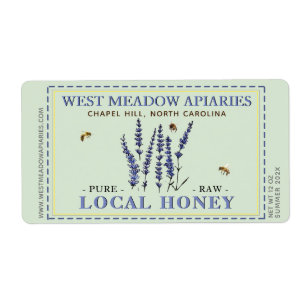 Lavender and Bees Honey Label Dashed Border