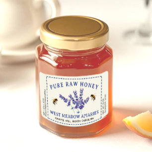 Lavender and Bees Honey Label Dashed Border