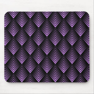 Lavender and black art-deco geometric pattern mouse pad