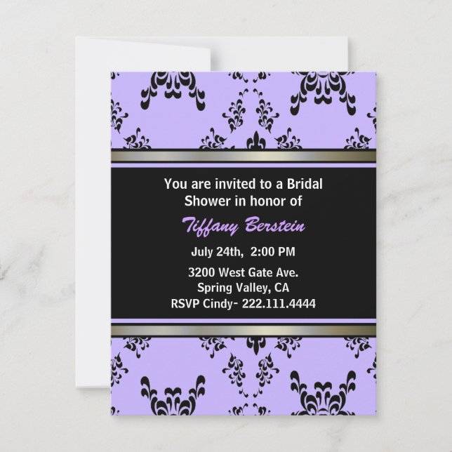 Lavender and Black Bridal Shower Invitation (Front)