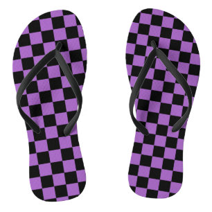 Lavender and Black Checkered Pattern  Thongs