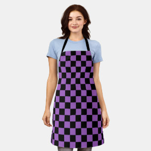 Lavender and Black Chequered Pattern  Apron