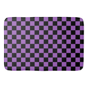 Lavender and Black Chequered Pattern   Bath Mat