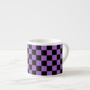 Lavender and Black Chequered Pattern Espresso Cup