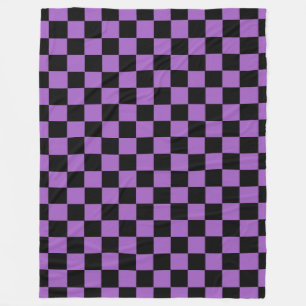 Lavender and Black Chequered Pattern Fleece Blanket