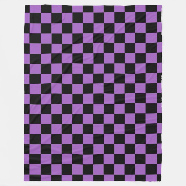Lavender and Black Chequered Pattern   Fleece Blanket (Front)