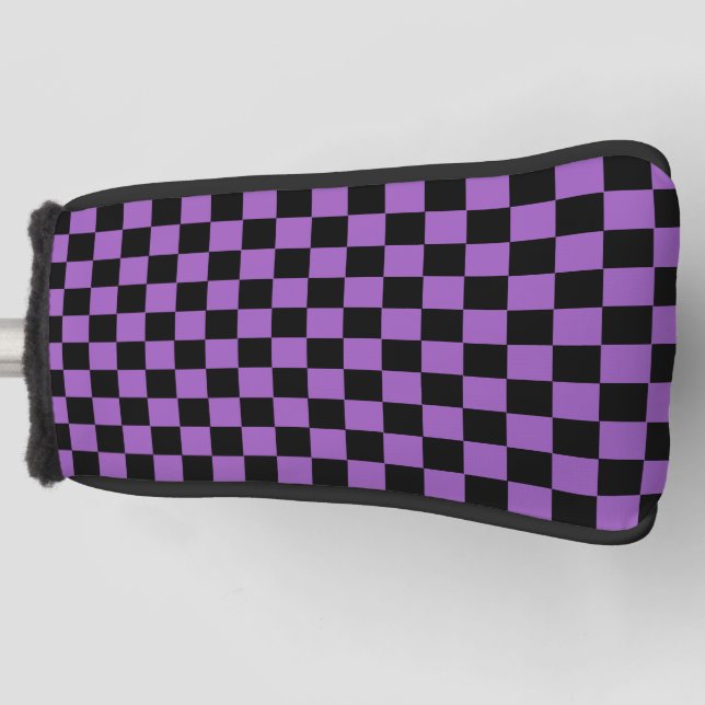 Lavender and Black Chequered Pattern   Golf Head Cover (Front)