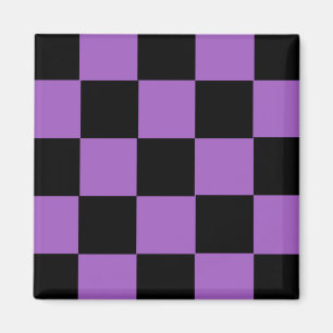 Lavender and Black Chequered Pattern Magnet