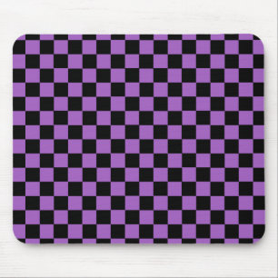 Lavender and Black Chequered Pattern Mouse Pad