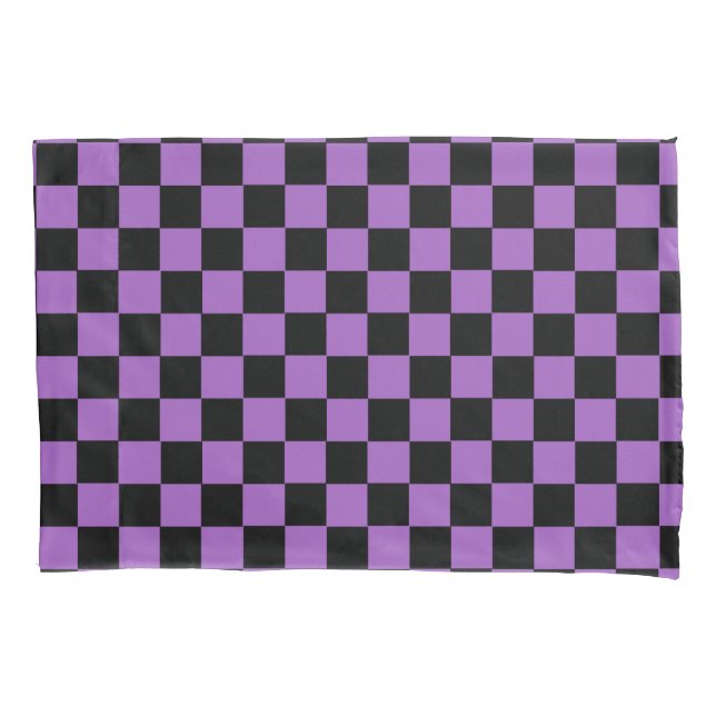 Lavender and Black Chequered Pattern  Pillowcase (Front)