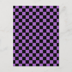 Lavender and Black Chequered Pattern Postcard