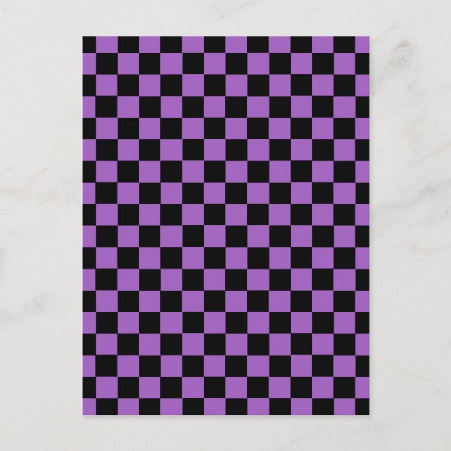 Lavender and Black Chequered Pattern  Postcard (Front)
