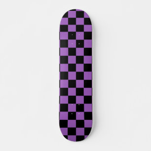 Lavender and Black Chequered Pattern  Skateboard