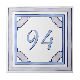 Lavender and Blue Big House Number Ceramic Tile