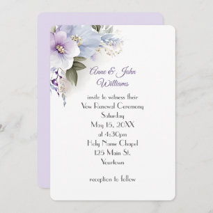 Lavender and Blue Floral Vow Renewal Invitation