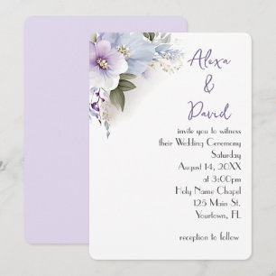 Lavender and Blue Floral Wedding Invite