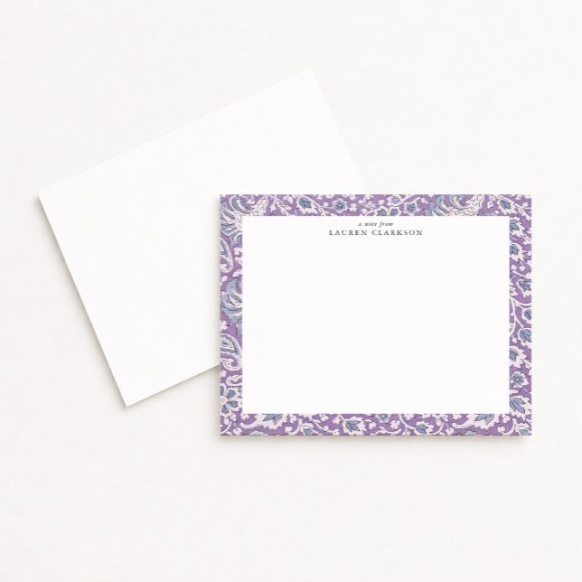 Lavender and Blue Hand-Block Inspired Floral Note  Invitation (Creator Uploaded)