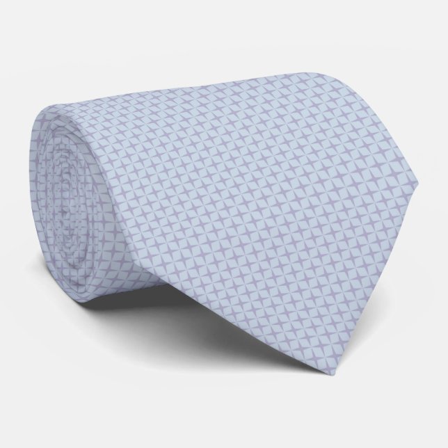 Lavender and Blue Retro Stars Pattern Tie (Rolled)
