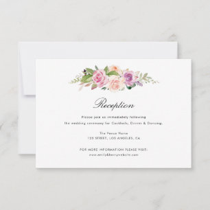 lavender and blush floral wedding reception card