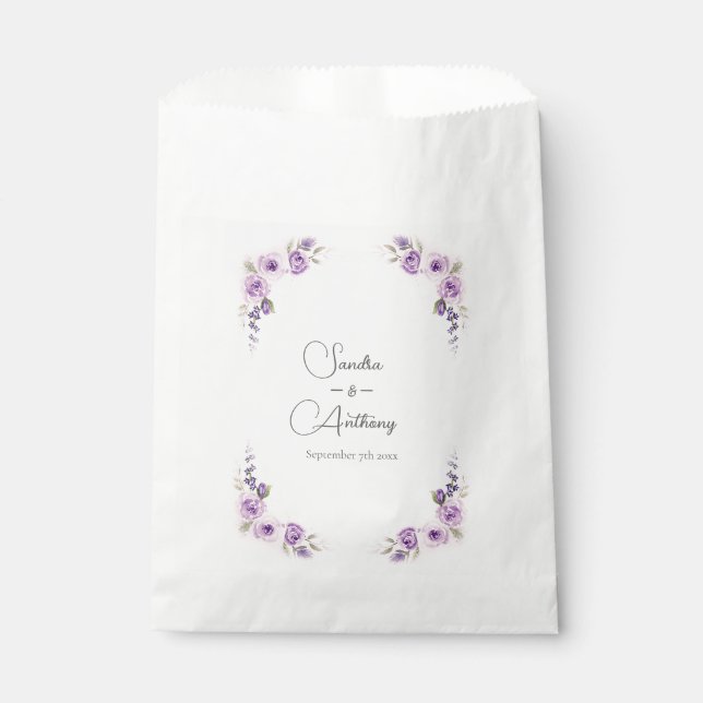 Lavender and Blush Rose wedding favour bag (Front)