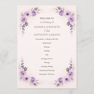 Lavender and Blush Rose Wedding Program