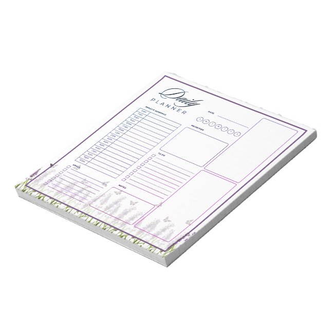 Lavender and butterflies daily planner notepad (Rotated)