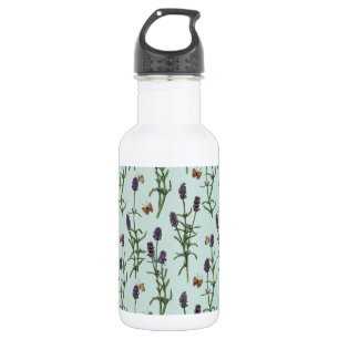 Lavender and butterflies on sea glass 532 ml water bottle