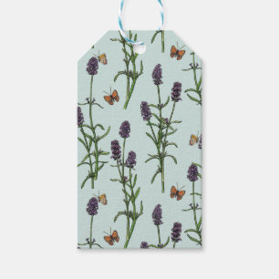 Lavender and butterflies on sea glass gift tags