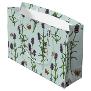 Lavender and butterflies on sea glass large gift bag