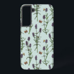 Lavender and butterflies on sea glass samsung galaxy case<br><div class="desc">Hand-painted watercolor and ink pattern with lavender and butterflies</div>