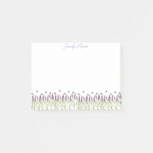 Lavender and butterflies personalised post-it notes