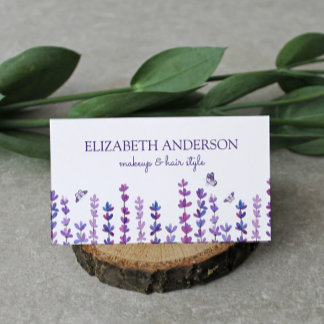 Lavender and Butterfly Watercolor Business Card