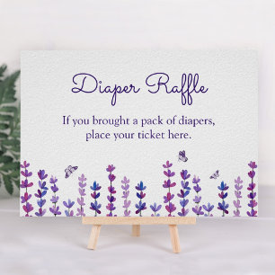 Lavender and Butterfly Watercolor Diaper Raffle Poster
