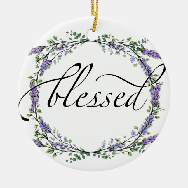 Lavender and Eucalyptus Blessed Ceramic Ornament (Front)