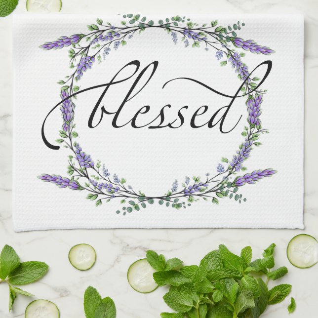 Lavender and Eucalyptus Blessed Tea Towel (Folded)