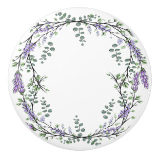 Lavender and Eucalyptus Ceramic Knob