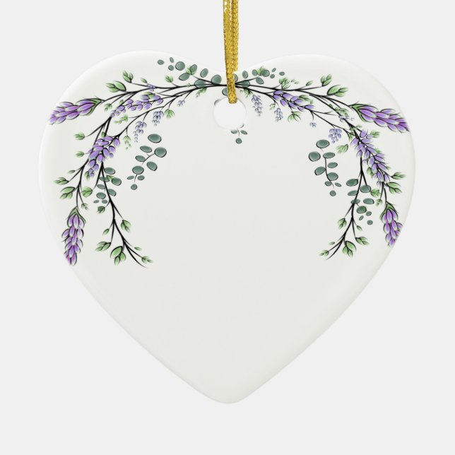 Lavender and Eucalyptus Ceramic Ornament (Front)