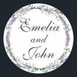 Lavender and Eucalyptus Classic Round Sticker<br><div class="desc">An elegant and vintage design featuring eucalyptus and lavender painted in romantic watercolor.</div>