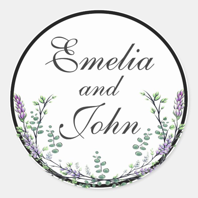 Lavender and Eucalyptus Classic Round Sticker (Front)