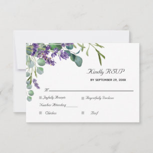 Lavender and Eucalyptus Elegant Wedding RSVP Card