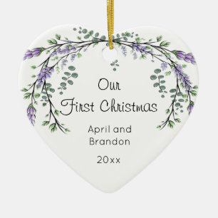 Lavender and Eucalyptus   first Christmas  Ceramic Ornament