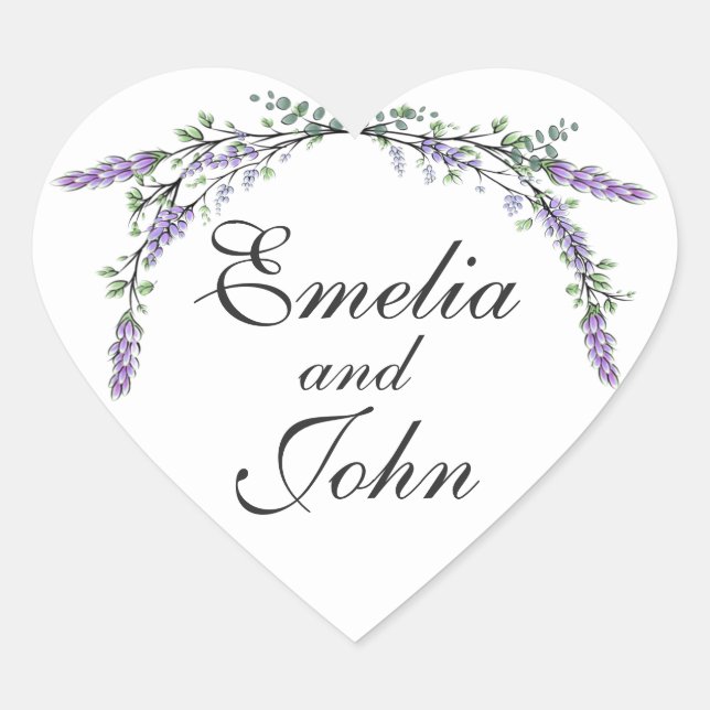 Lavender and Eucalyptus Heart Sticker (Front)