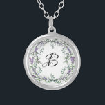 Lavender and Eucalyptus Silver Plated Necklace<br><div class="desc">An elegant and vintage design featuring eucalyptus and lavender painted in romantic watercolor.</div>