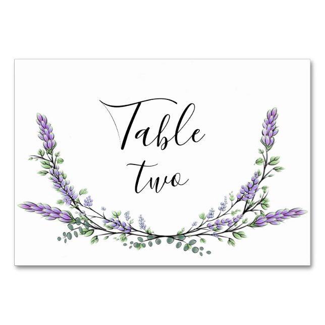 Lavender and Eucalyptus Table Number (Front)